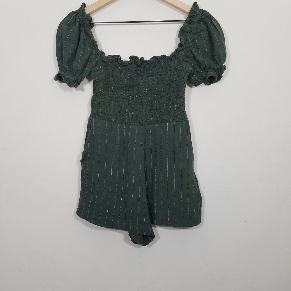 Tularosa Claire Smocked Romper Linen Blend Size S - Picture 4 of 10